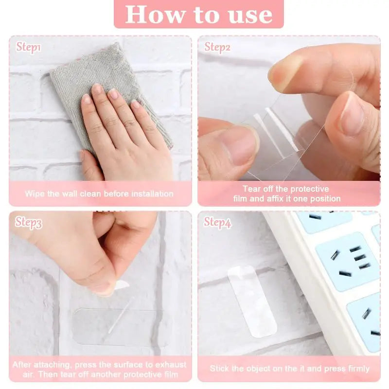 300Pcs Double Sided Adhesive Tape Nano Reusable Super Strong Transparent Wall Stickers WaterProof Widely Used Wall Mount Sticker