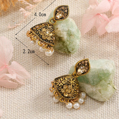 2023 Hot selling European and American retro Bohemian personality exaggerated fashion trend set with colorful gemstone earrings