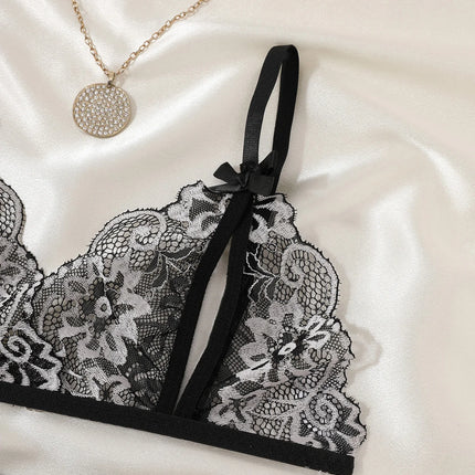 Women Sexy Lingerie Bra Thongs Sets Ultrathin Lace Lingerie Set Temptation Erotic Open Bra Crotchless Outfits For Pretty Girls