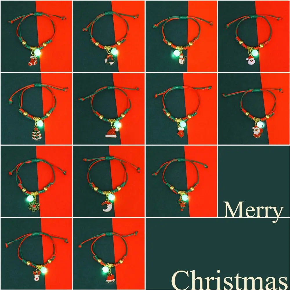 Mistletoe Luminous Xmas Bracelet Snowman Snowflake Merry Christmas Bracelet Christmas Tree Christmas Bell