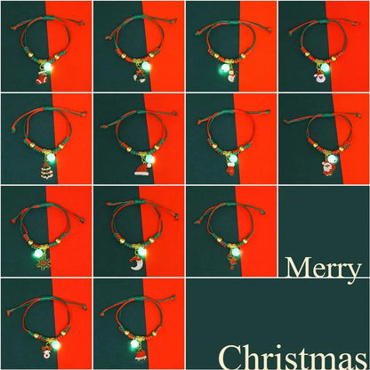 Mistletoe Luminous Xmas Bracelet Snowman Snowflake Merry Christmas Bracelet Christmas Tree Christmas Bell