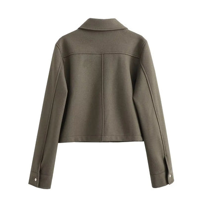 2024 Autumn New Product European and American Cross-border Women's Street Casual Fedora Shirt Woolen Jacket Top 8BS9568