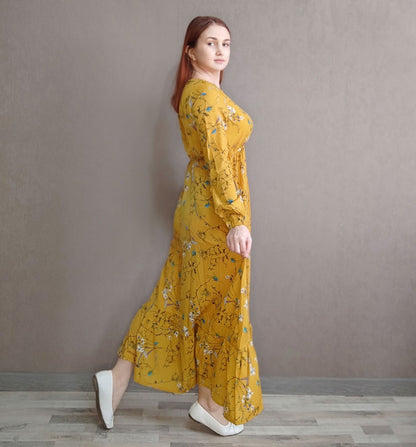 Spring Summer Women Maxi Dresses Casual Full Sleeve Floral Printed O-neck Woman Bohe Beach Party Long Dress Mujer Vestidos