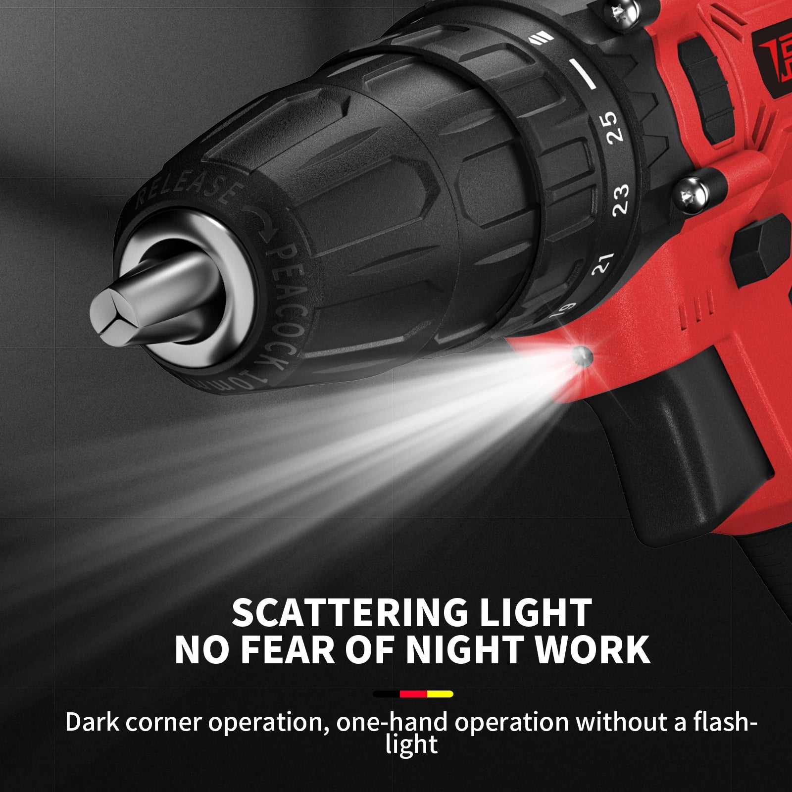 Feytory 21V Cordless Power Drill with 1500mAh Battery Electric Drill Driver 25+1 Torque 45Nm Screwdriver Kit Combi Drill 3/8