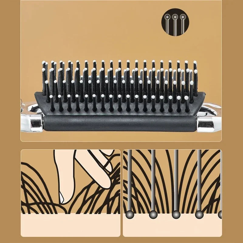 Foldable Hair Brush Portable Massage Comb Head Massager Anti-Static Travel Hair Combs with Mirror Girls Hair Styling Accessories