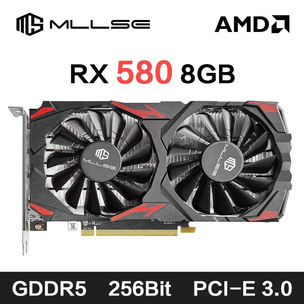 MLLSE AMD RX 580 8GB 2048SP Gaming Graphics Card GDDR5 256Bit PCI-E 3.0 ×16 8Pin Radeon GPU Rx 580 Video Card Placa De Video