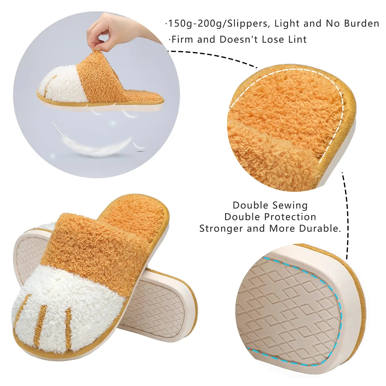 Shevalues Indoor Warm Plush Slippers For Women Men Cute Cat Paw Design House Fur Slippers Mute Flats Slides Indoor Fluffy Shoes