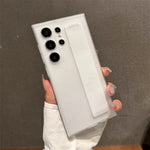 Luxury Ultra-Thin Matte Elastic Silicone Wrist Strap Shockproof Case For Samsung S25 Edge S24 S23 Ultra Plus PC Hard Clear Cover