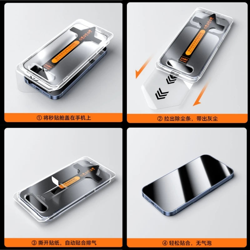 2Pcs Tempered Glass Easy install For iPhone 15 Pro Max 14Pro Full Cover Screen Protector Dust Free Installation For iPhone 15Pro