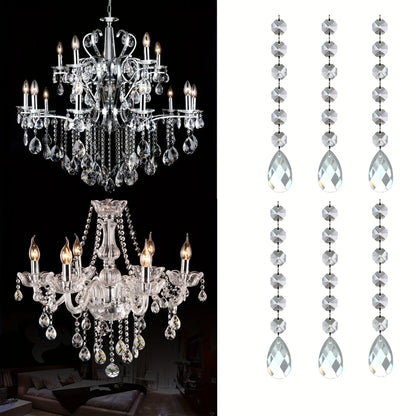 60 Strings of 17.5CM Acrylic Teardrop Crystal Pendant Transparent Garland Curtain Chandelier Pendant Wedding Party Decoration