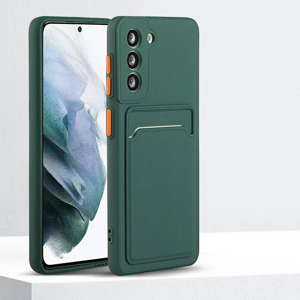 Card Slot Bag Holder Phone Case For Samsung Galaxy S24 S23 S22 S21 S20 Plus FE Note 20 Ultra Bumper Wallet Soft Shockproof Cover