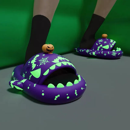 Luminous Shark Slippers Christmas Halloween Pumpkin DIY Shoes Woman Men Platform Sandals Anti Slip Couples Indoor Beach Slides