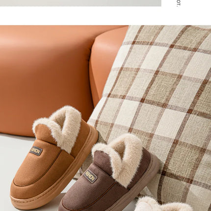 Comwarm Women Cotton Slippers Winter Warm Plush Lined Outdoor Slides Couple Non-slip Furry House Slippers Soft Cozy Cotton Shoes