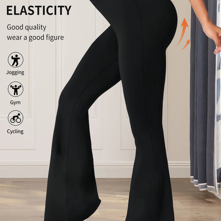 Women's spring and summer high waisted tight fitting flared pants, slim leg long black pants, thin wide leg pants for slim women