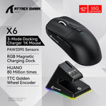 Attack Shark X6 26K DPI Wireless Game, PixArt PAW3395, RGB Magnet, Macro, PC/Laptop