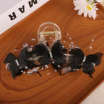 Light Blue/Pink Sheer Butterfly Claw Clip | Pearl Rhinestone Fairycore Hair Grabber | Elegant Romantic Hair Accessory