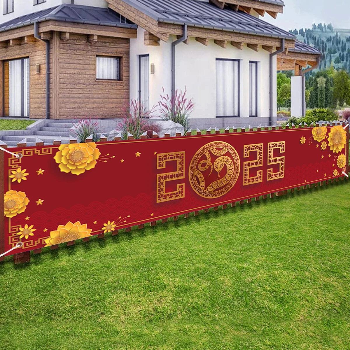 Black/Red Gold Happy New Year 2025 Banner Navidad Natal Noel Outdoor Flags New Year Party Decor Balloon Photography Background