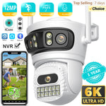 BESDER 6K 12MP HD Three Screen WIFI IP Camera Outdoor Three Lens Ai Human Detection Waterproof CCTV Video Security Camera iCsee