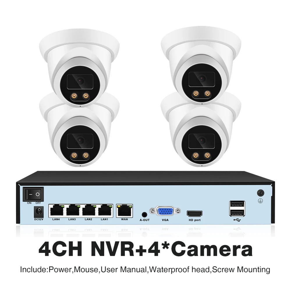 ASECAM Security Camera System 8MP 4K POE NVR Kit CCTV Audio Outdoor AI Color Night Vision Home Video Surveillance Camera