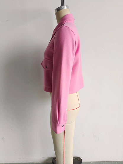 2024 Autumn New Product European and American Cross-border Women's Street Casual Fedora Shirt Woolen Jacket Top 8BS9568