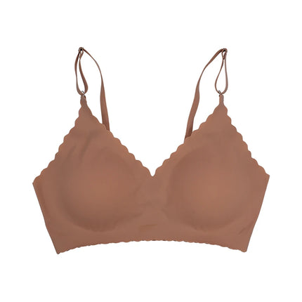 Hot Sale 9 Colors Comfy Bra WireFree Padded Wavy Edge Korea Laser Cutting Invisible Yoga Wear Ladies Bra Seamless Women Bra