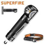 New SUPERFIRE TH04 LED Headlamp Type C Rechargeable 90° Headlight 18650 Flashlight with Indicator Magnet Tail, Head Flashlight
