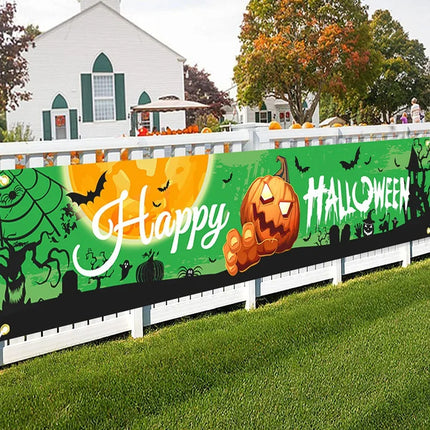 Ghost Halloween Pumpkin Banner Retro Halloween Party Signs Banner Decorations Fence Yard Porch Sign Outdoor Terror Decorations