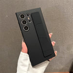 Luxury Ultra-Thin Matte Elastic Silicone Wrist Strap Shockproof Case For Samsung S25 Edge S24 S23 Ultra Plus PC Hard Clear Cover