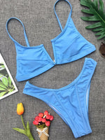Splicing Denim V Shaped Thong Bikini Women Swimsuit Female Swimwear Two Pieces Bikini Set Bather Push Up Bathing Suit Swim Lady