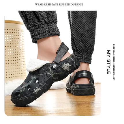 YRZL Winter Colgs Slippers Men's Shoes Men Beach Working Garden Shoe Home Soft Plush Slippers Bedroom Fuzzy Shoes Indoor Outdoor