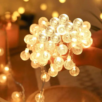 1.5-10m LED Crystal Ball Garland String Lights Indoor Decor Holiday Christmas Lamp 10/20/40/80 LED Fairy Lights Battery Operated
