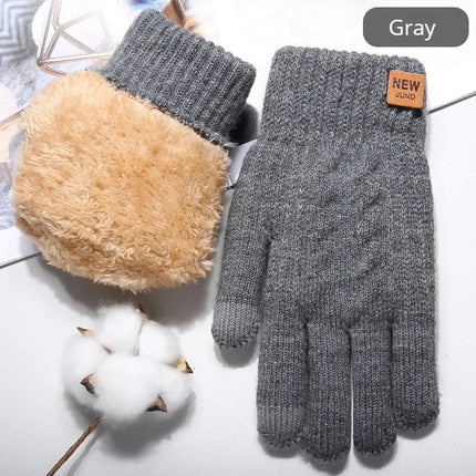 Men Knitted Thick Thermal Full Finger Gloves Women Men Fashion Winter Outdoor Warm Wool Driving  Gloves Touchscreen Mittens