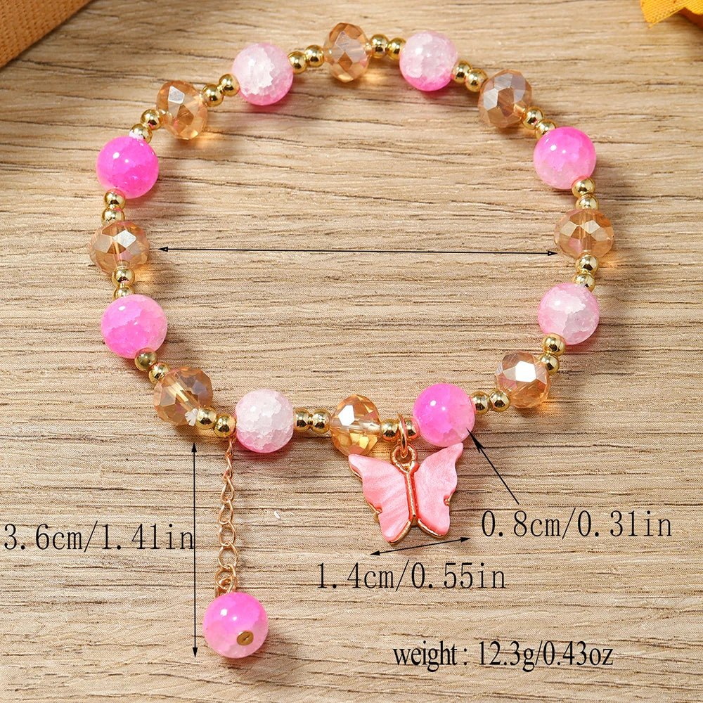 Pop minimalist and personalized crystal internet celebrity butterfly bracelet with colorful beaded design, fashionable bracelet