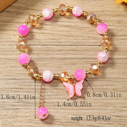 Pop minimalist and personalized crystal internet celebrity butterfly bracelet with colorful beaded design, fashionable bracelet