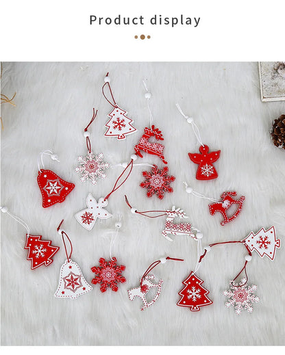 9/12pcs Christmas Dwarf Wooden Pendant Christmas Tree Hanging Ornaments New Year 2024 Christmas Gift Decorations Noel Home Decor
