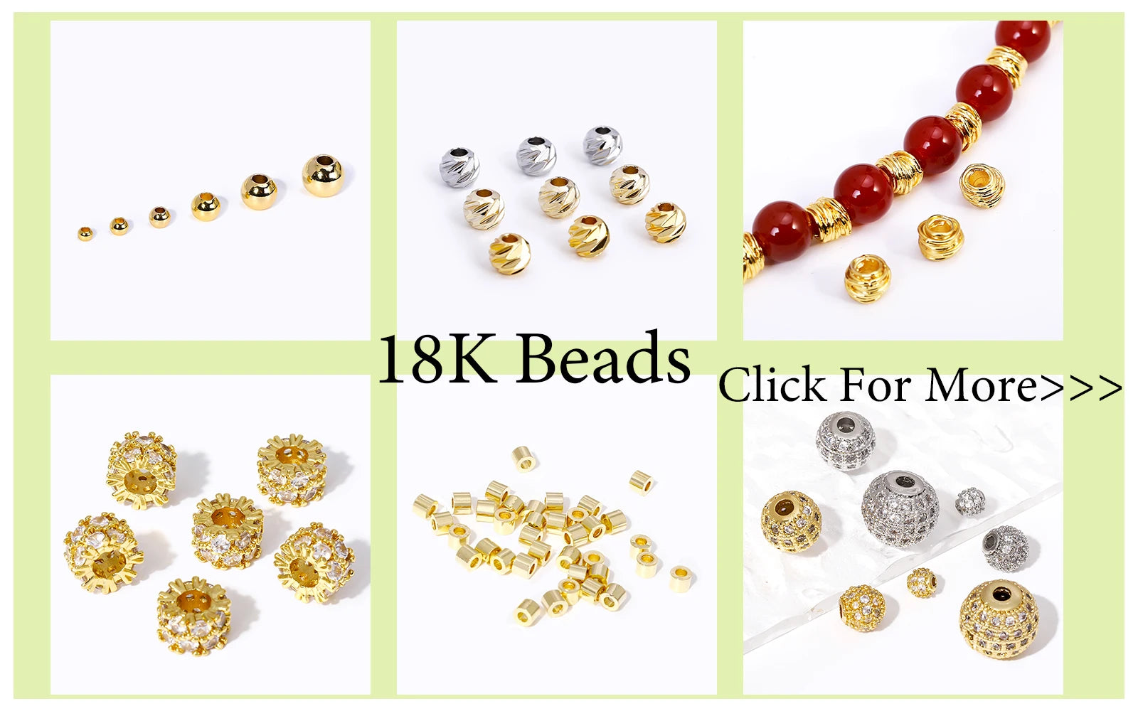 18K Gold Plated Separators For Bead,Spacers Beads For Jewelry Making,Brass Metal Round Beads,DIY Bracelets/Necklace Accessories