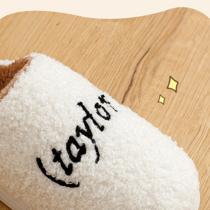 Taylor's Version Slippers Women Winter Indoor Warm Red Black Fashion Comfortable Embroidered Letters Girls Gift Home Shoes