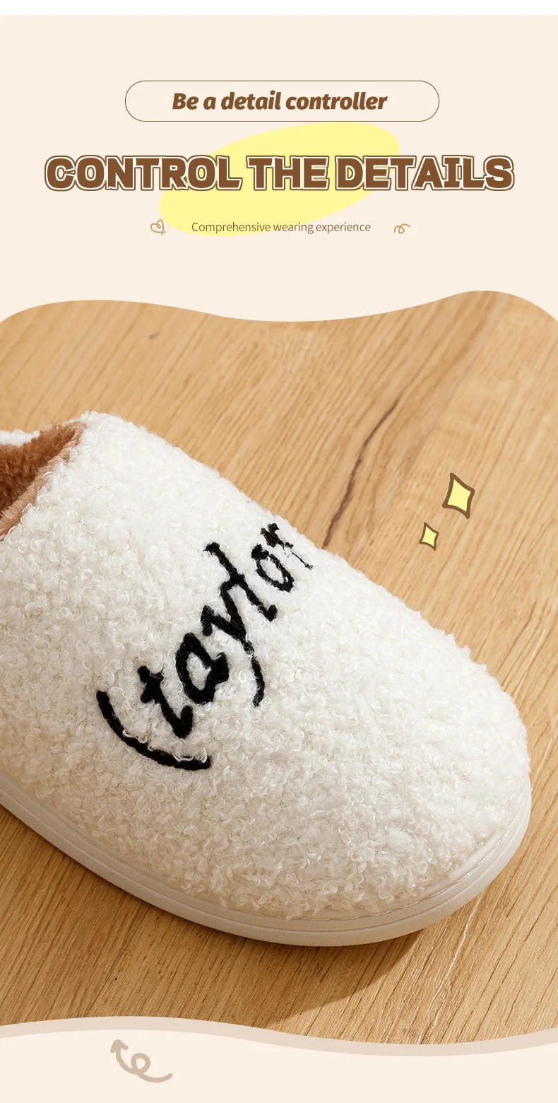 Taylor's Version Slippers Women Winter Indoor Warm Red Black Fashion Comfortable Embroidered Letters Girls Gift Home Shoes