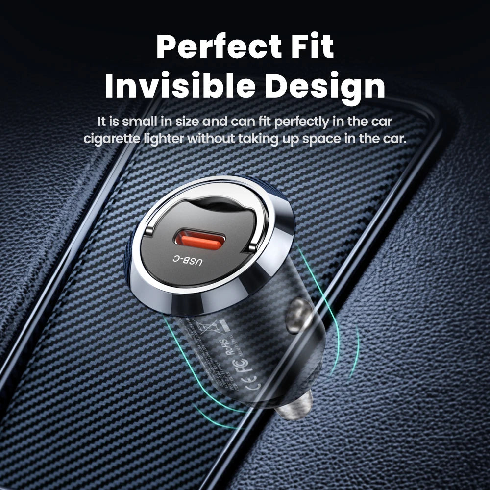 Toocki 45W USB C Car Charger for Samsung S23 S22 S21 Xiaomi Huawei QC PD Fast Charging Car Phone Charger for iPhone 15 14 13 12