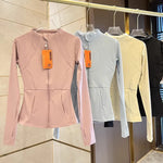 Women Sports Jacket Zip Fitness Yoga Shirt Workout Running Coats Warm Gym Long Sleeve Top Cardigan Slim Tight Jacket Activewear