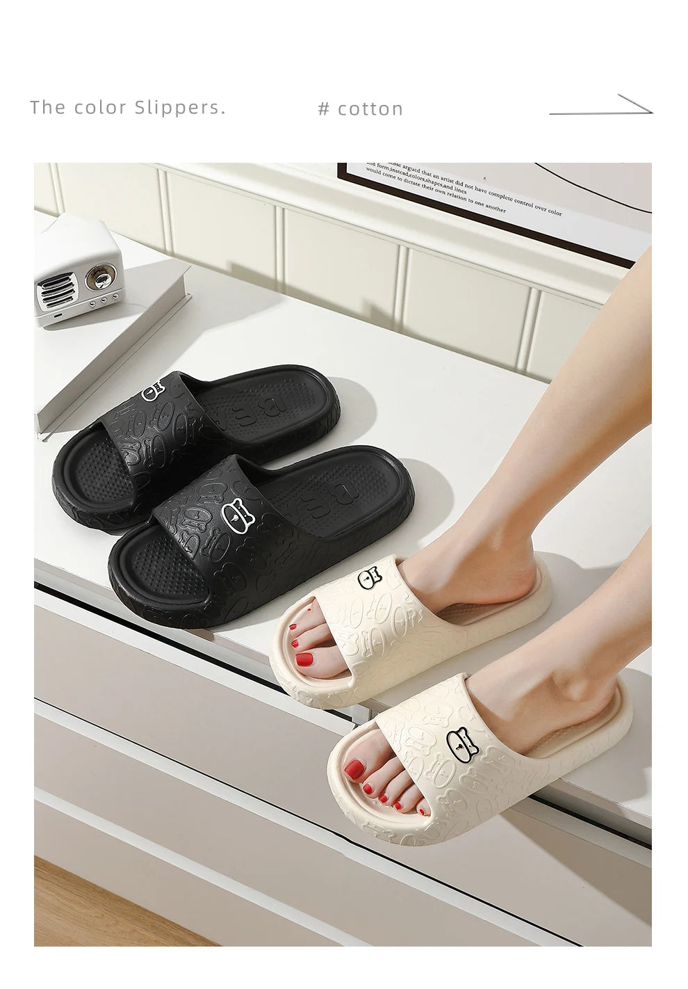 Summer Women Slippers Bathroom Platform Non-Slip Home Bear Cartoon Flip Flops Beach Women Slipper Sandals Slides Indoor Outdoor