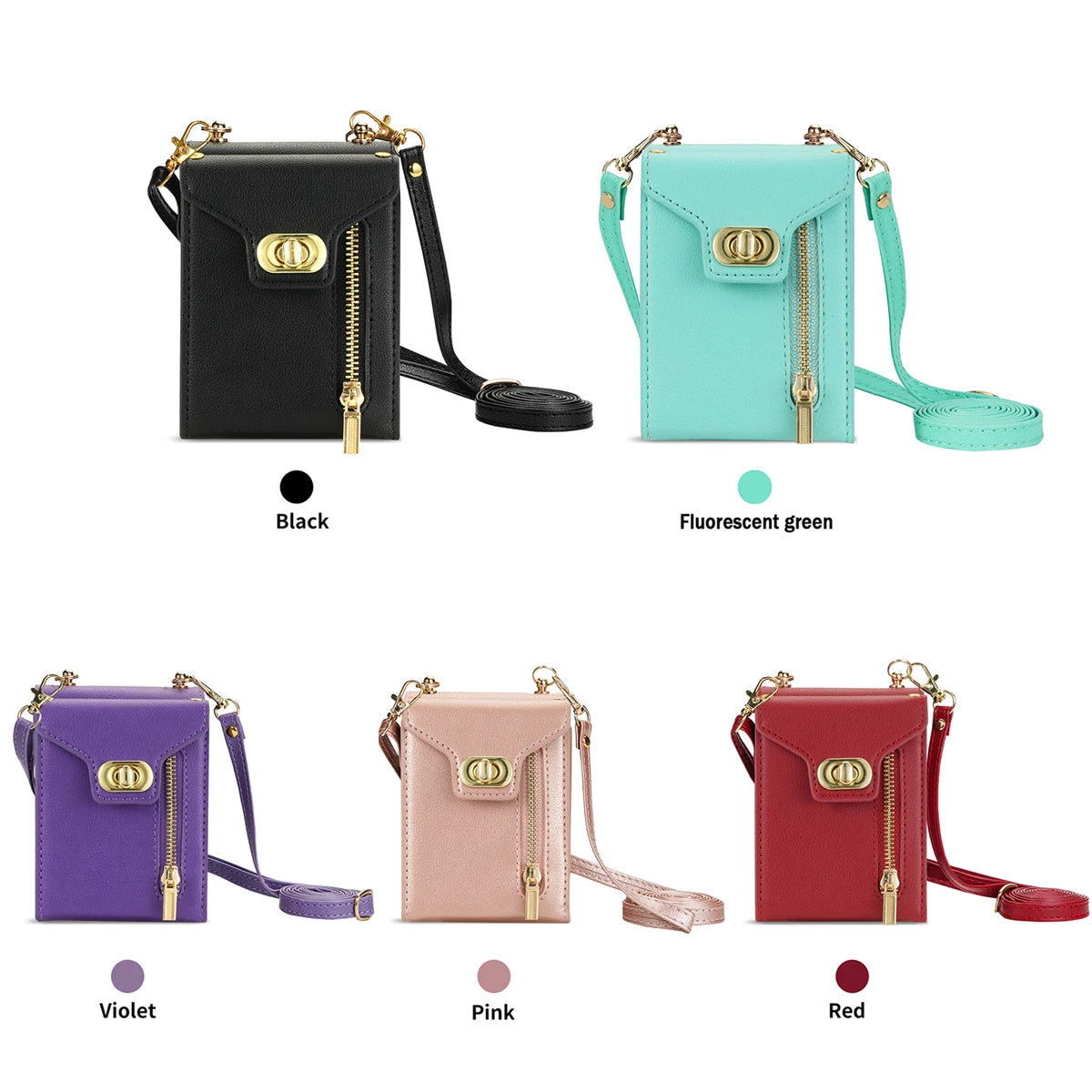 Zipper Wallet Crossbody  Phone Case for Samsung Galaxy Z Flip 6 5 4 3 Flip6 Flip5 Flip4 Flip3 5G with Card Holder Leather Cover