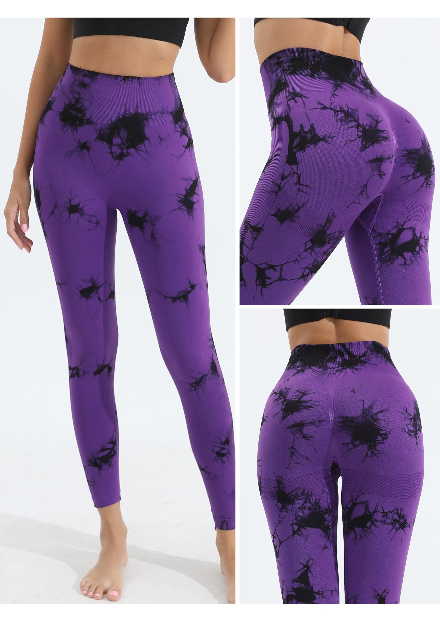 Women's Tie Dye Seamless Yoga Leggings High Waist Scrunch Butt Lifting Tights Soft&Stretchy Workout Skinny Pants