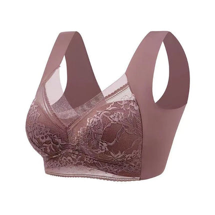 3Pcs Lace Traceless Ice Silk Bra No Steel Ring Fixation Integrated Gathering And Preventing Sagging Bra