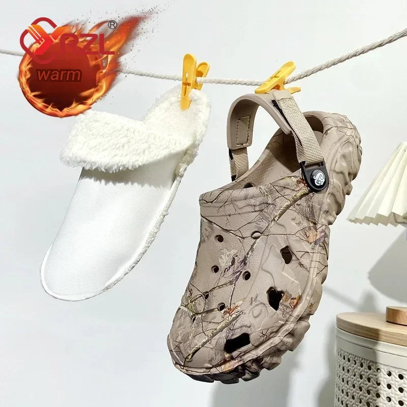 YRZL Winter Colgs Slippers Men's Shoes Men Beach Working Garden Shoe Home Soft Plush Slippers Bedroom Fuzzy Shoes Indoor Outdoor