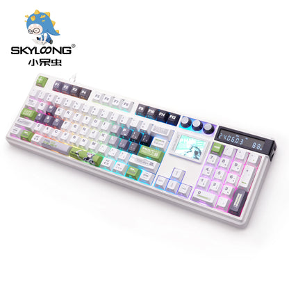 SKYLOONG GK104 Pro Full-Size 3-Mode Wireless Mechanical Keyboard with 2.0 Screen 3 Knobs Hot-Swappable Silent Switch PBT keycaps