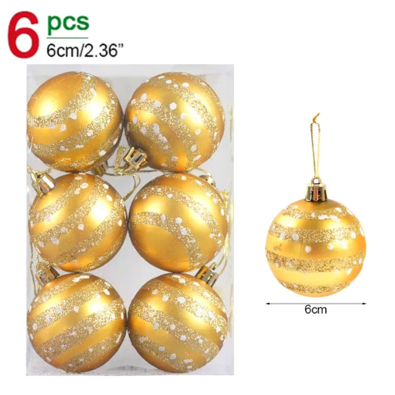 24/6Pcs Glitter Christmas Balls Christmas Ornaments Set  Xmas Tree Hanging Pendant Home Festive Party Decoration Supplies 6cm