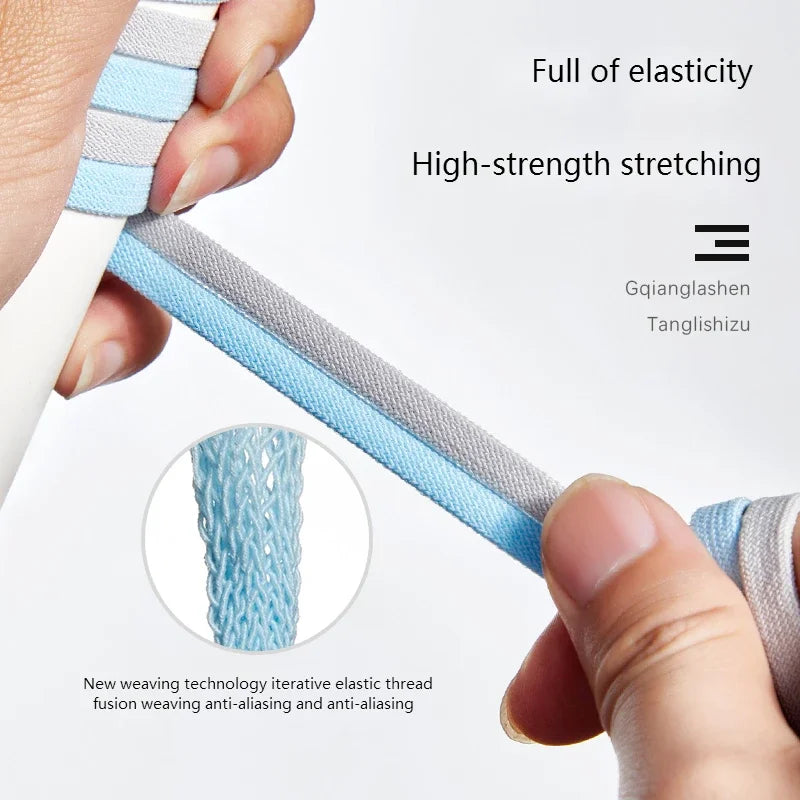 Flat Elastic Shoe Laces Sneakers No Tie Shoelaces for Shoes Tennis Quick Shoelace Clips Without Ties Shoe Accessories Kids Adult