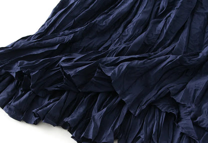 UCXQ Simple Luxury Multi Solid Colors Pleated Skirt For Women's Large Hem Folds A-line Skirts Female 2024 Spring Autumn 23A7004