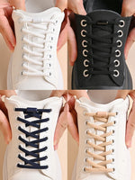 Elastic No Tie Shoelaces Semicircle Shoe Laces For Kids and Adult Sneakers Shoelace Quick Lazy Metal Lock Laces Shoe Strings